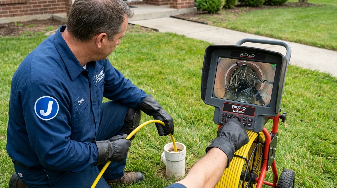 Sewer camera inspection being performed by Johns Plumbing LLC in Theresa