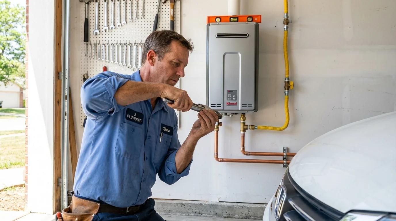 Tankless water heater installation by a Johns Plumbing LLC plumber in Theresa